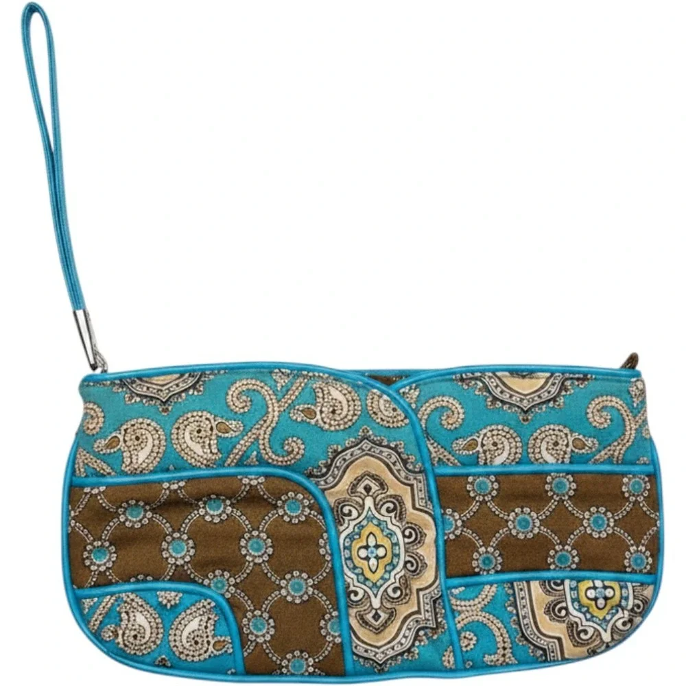 Vera Bradley Quilted Cotton Backpack & Matching Wristlet Blue Turquoise‎ Paisley